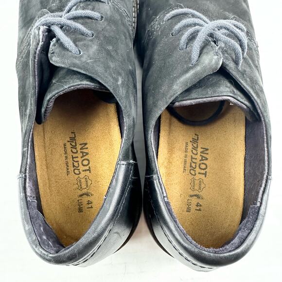 NAOT Men\'s Oxford Mule Shoes Size 41 / 8 Suede Leather Lace Up Round Toe Black main image 4